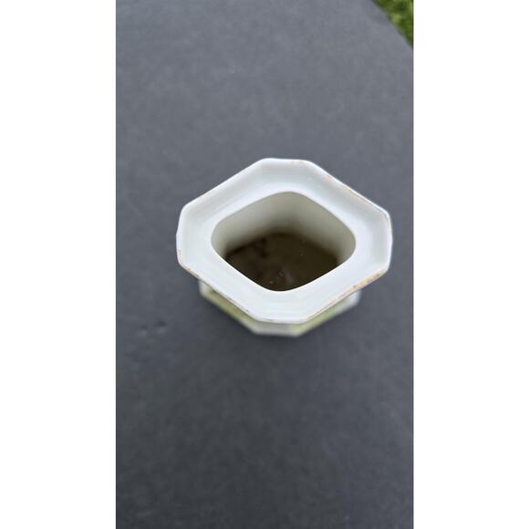 Vintage MZ Austria Hat Pin Vase Hand Painted Porcelain Floral 6" Embossed Flower - Picture 6 of 9